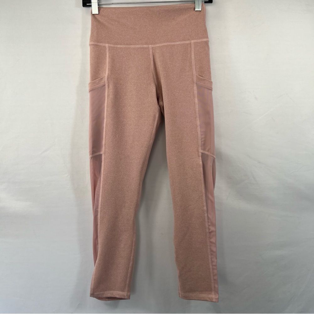 Fabletics On-The-Go PowerHold High-Waisted Rosebloom Heather Capri Leggings 0685